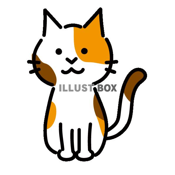 無料イラスト 三毛猫のシンプルかわいいイラスト