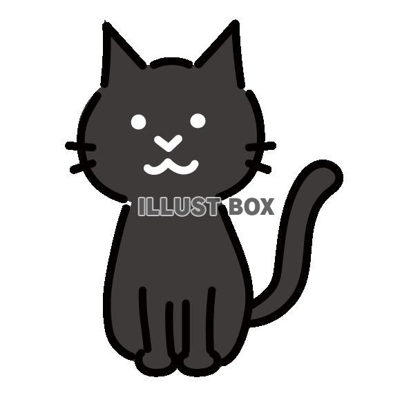 無料イラスト 黒猫のシンプルかわいいイラスト