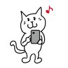 スマホを操作する猫のシンプルかわいいイラスト