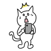 スマホを見てびっくりする猫のシンプルかわいいイラスト