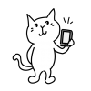 スマホを見せる猫のシンプルかわいいイラスト