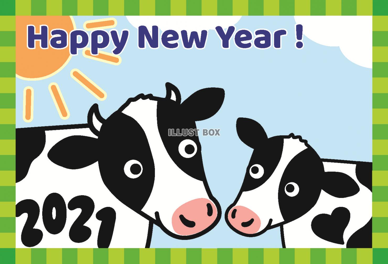 無料イラスト 21 親子の牛の年賀状