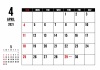 2021年 4月 シンプルカレンダー（A4 ）