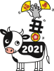 2021　牛とねずみの年賀状用イラスト１