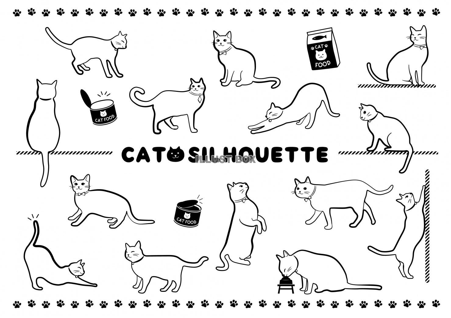 無料イラスト 猫のラインイラストセット