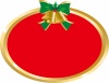 クリスマスベルのある円形フレーム赤