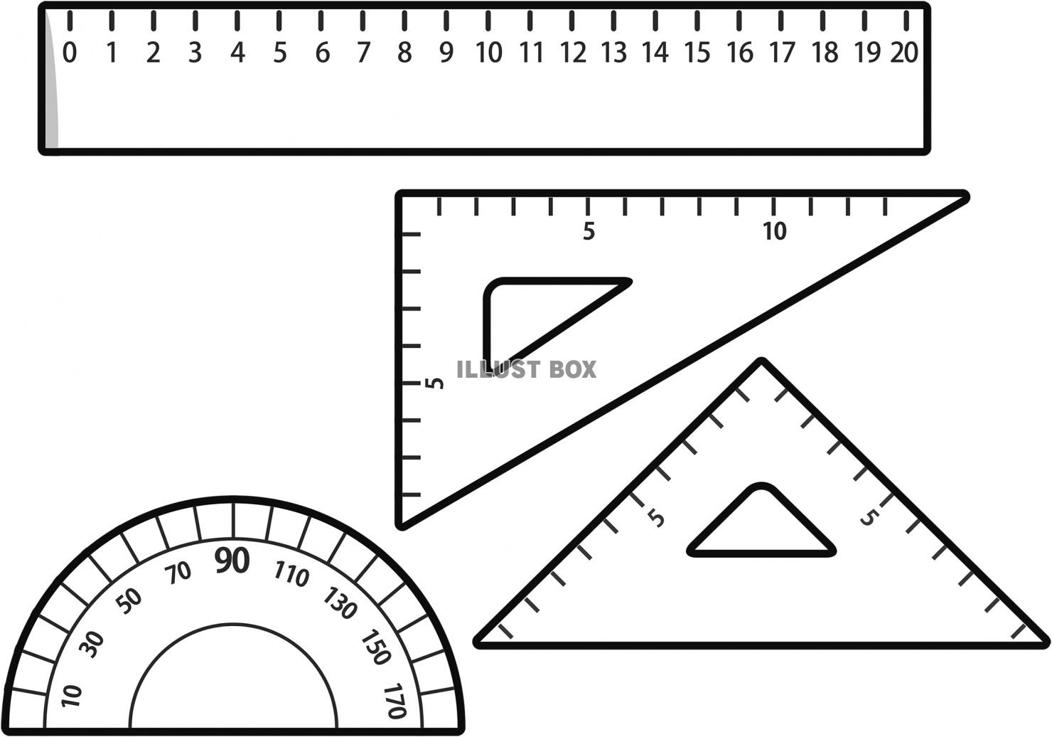 無料イラスト 定規と分度器のセットイラスト