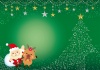 クリスマスカードキラキラ緑とサンタクロース