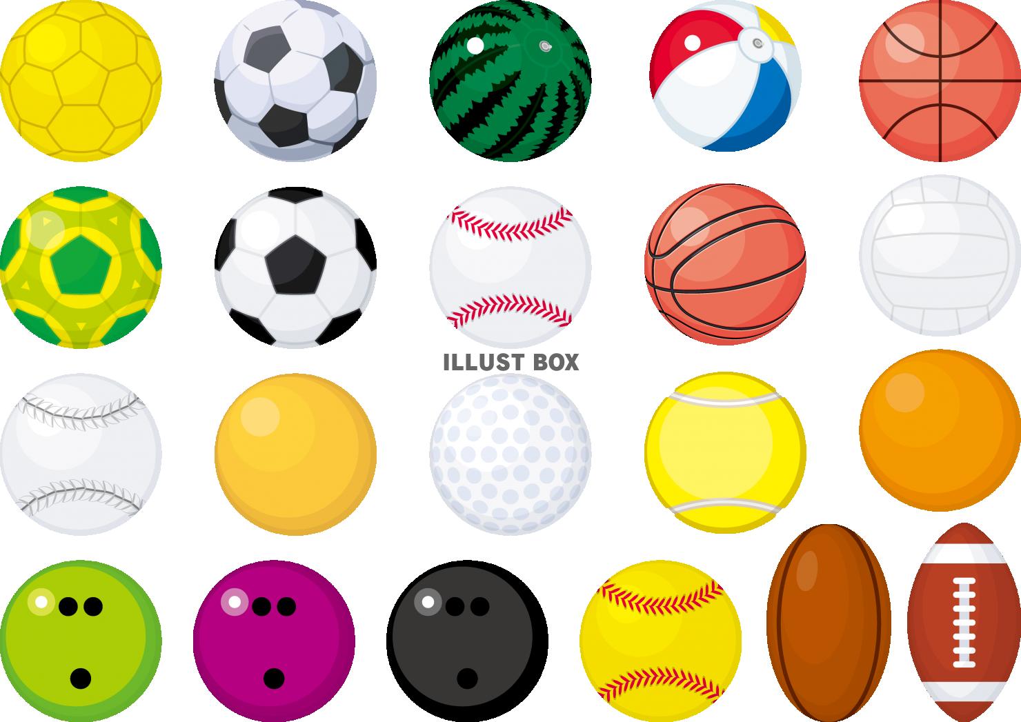 無料イラスト 色々なスポーツのボール セット