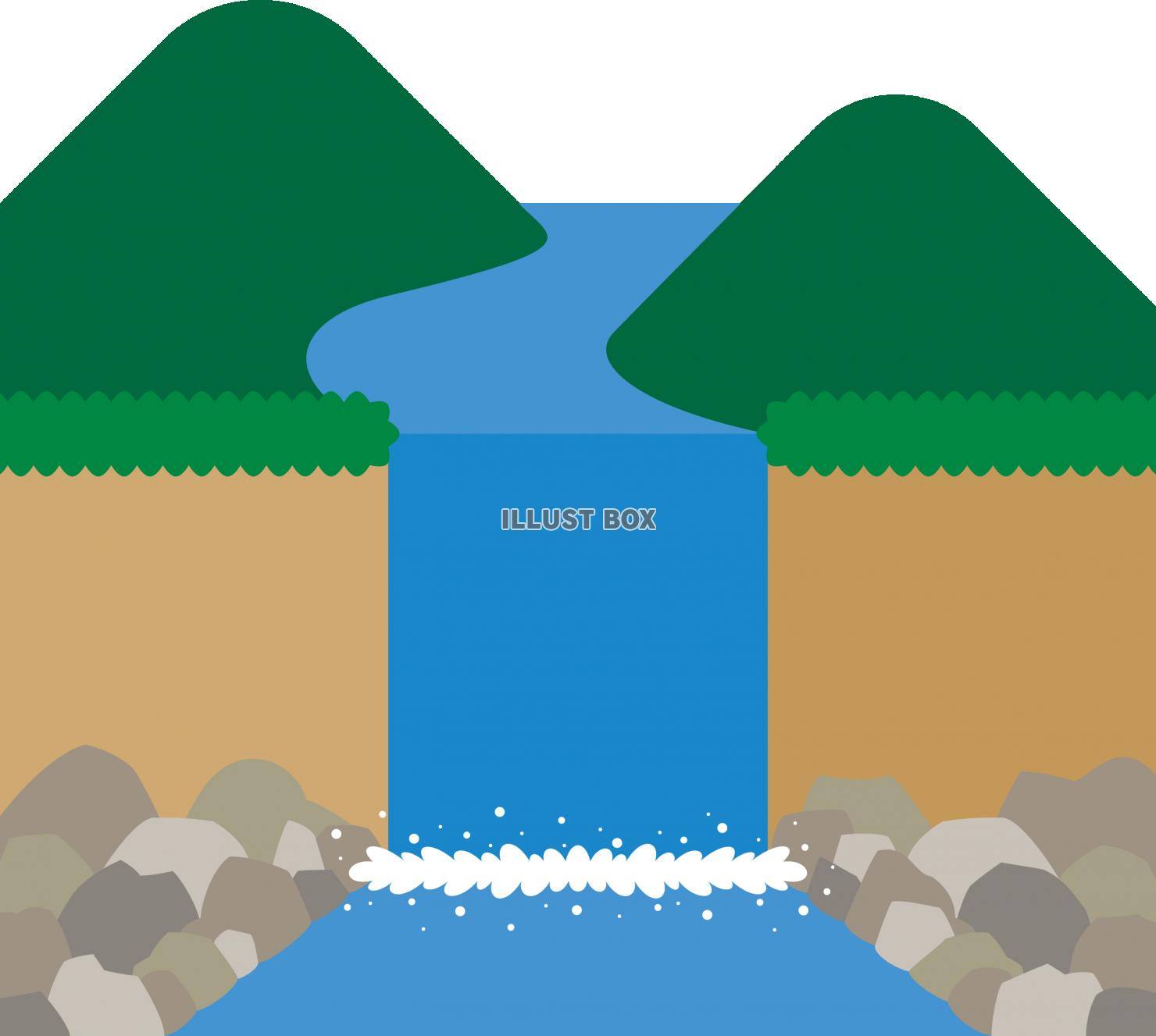 無料イラスト シンプルな滝
