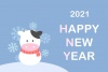 【2021年年賀状】丑・雪だるま・雪の結晶