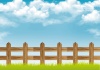 青空と木の柵の背景素材