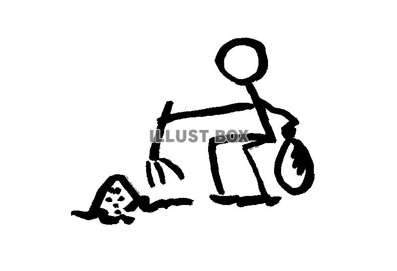 イラスト素材「棒人間貝堀り」