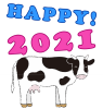 2021年丑年の年賀状用素材　牛のワンポイントイラスト