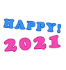 2021年丑年の年賀状用素材　2021の文字ワンポイントイラスト