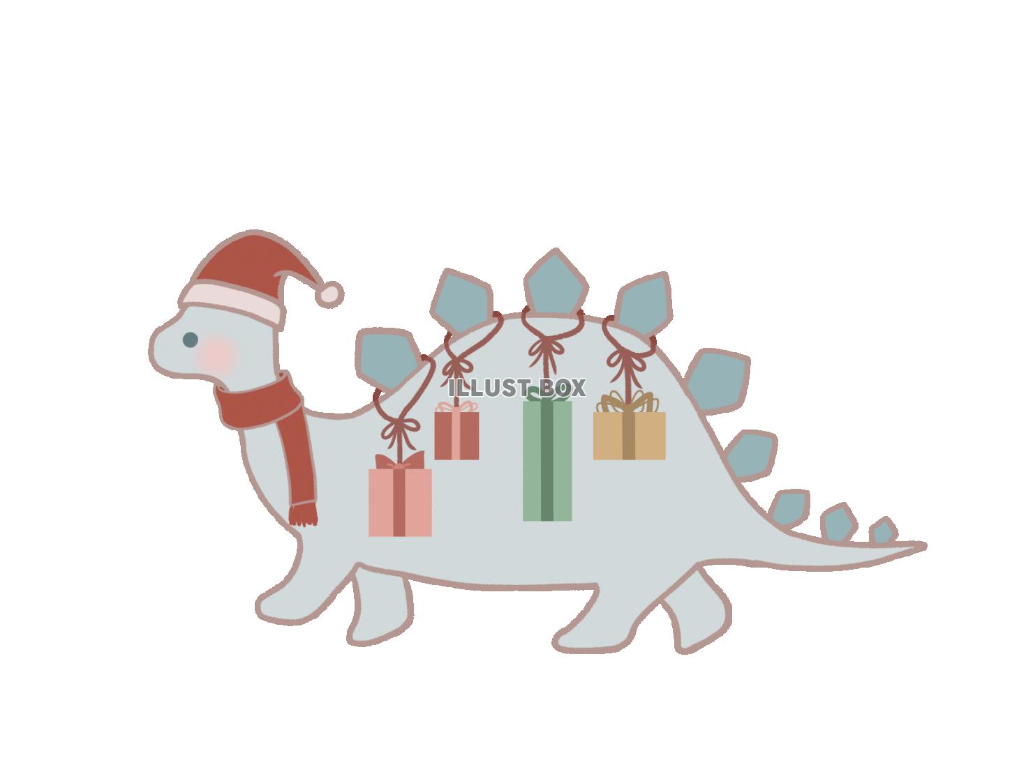 プレゼントを運ぶ恐竜　線あり