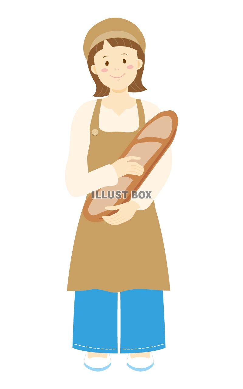 無料イラスト パン屋さんの女性
