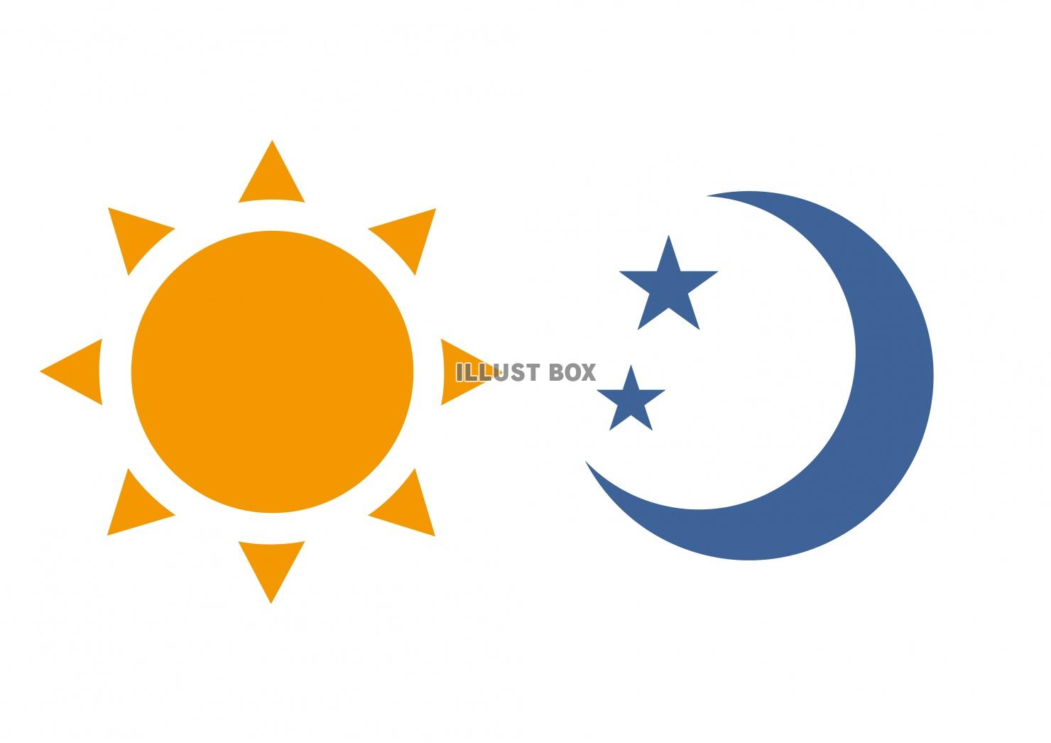 無料イラスト 朝と夜のアイコン 太陽と月のアイコン