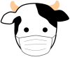 マスクをしている牛（丑年年賀状素材）