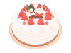 サンタが乗ったクリスマス用いちごのホールケーキ