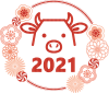2021丑年の年賀状用　花と牛2