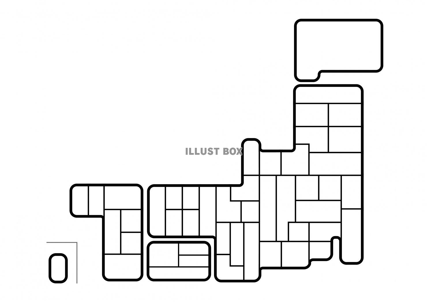 JAPAN★日本地図（県境あり）★シンプルタイプ