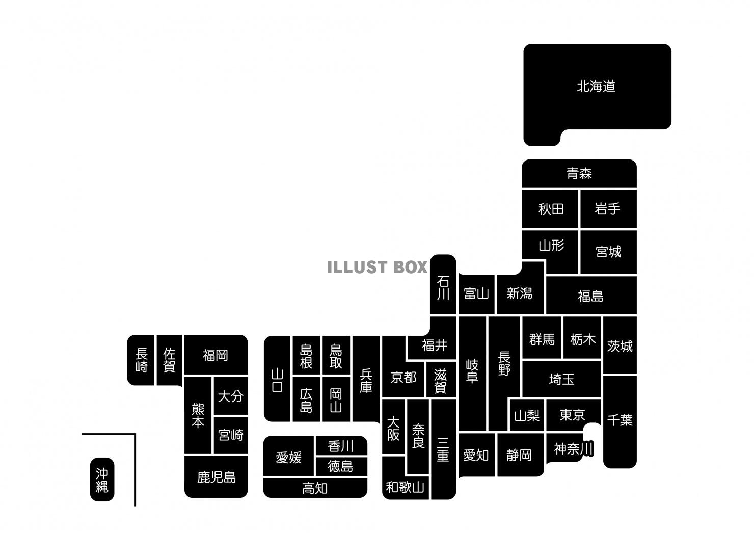 JAPAN★日本地図（県境あり）★シンプルタイプ