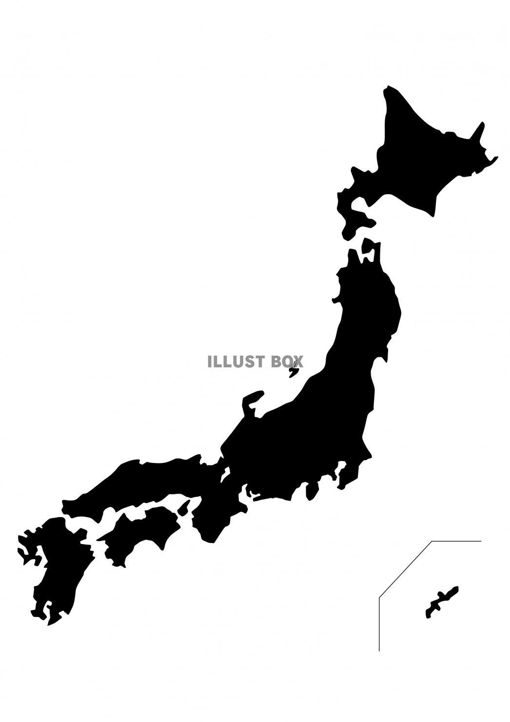 JAPAN★日本地図（県境なし）★シルエット