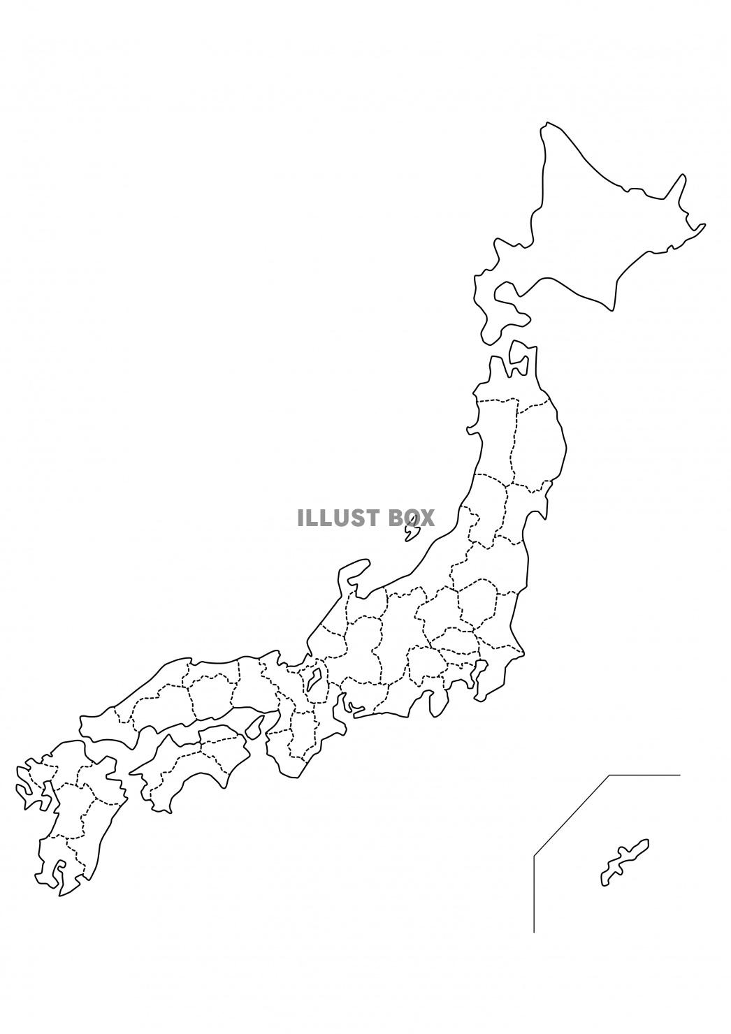 無料イラスト Japan 日本地図 県境あり 白地図
