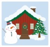 雪の積もった山小屋のクリスマスイラスト