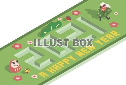 アイソメトリック調年賀状2021・緑