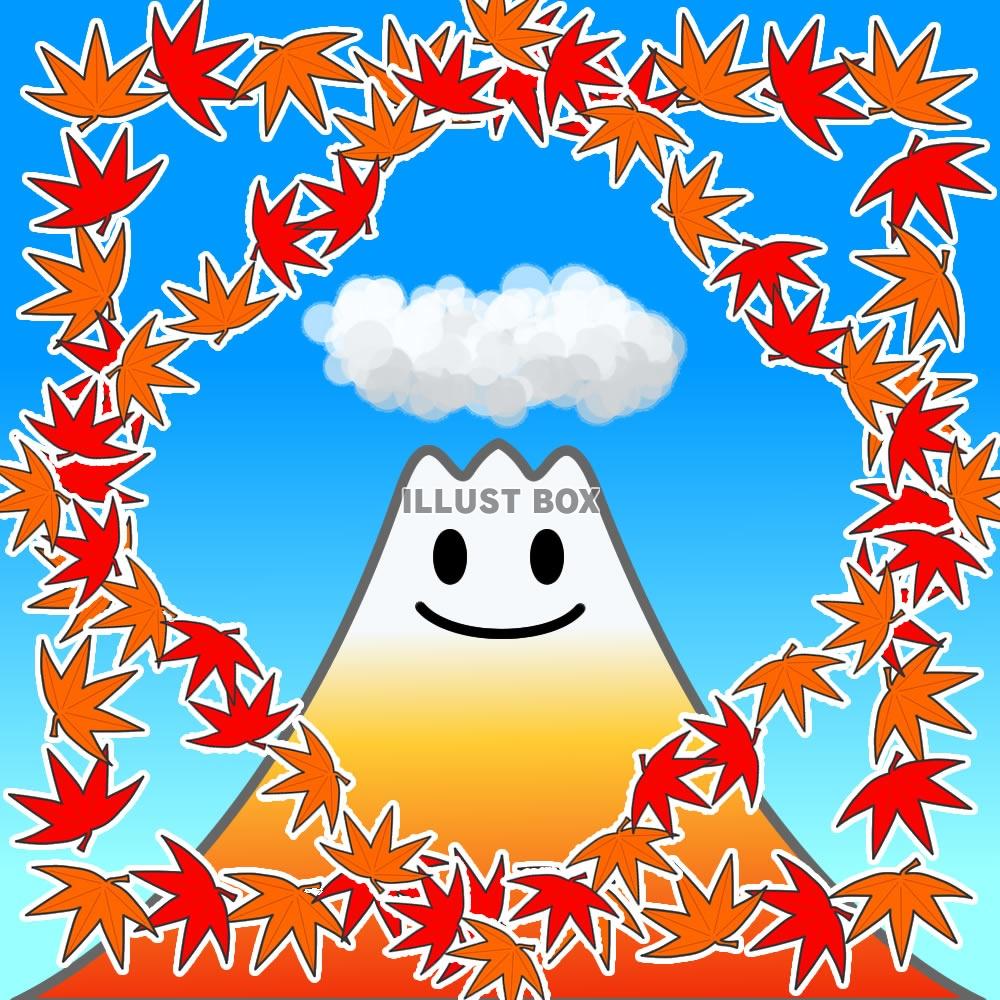 紅葉する富士山