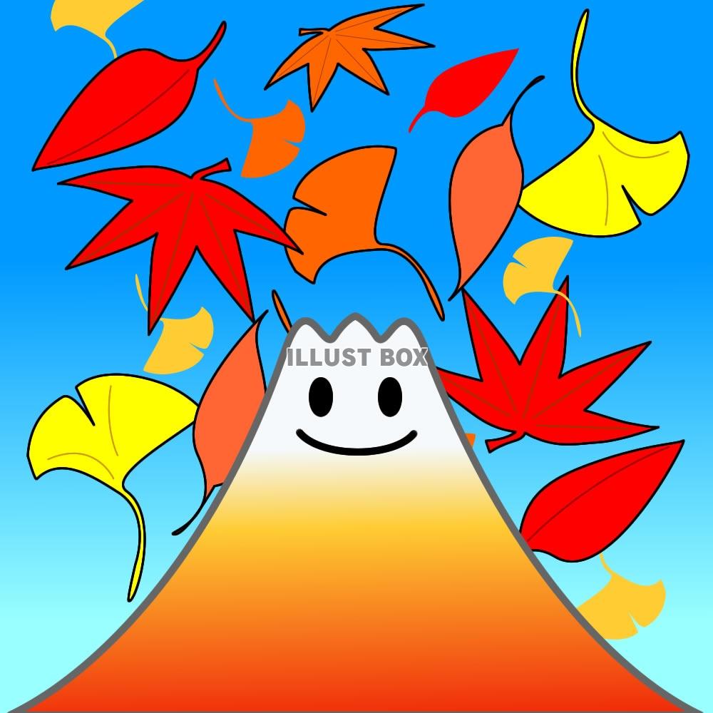 紅葉する富士山