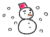 手書きの水墨風雪だるま