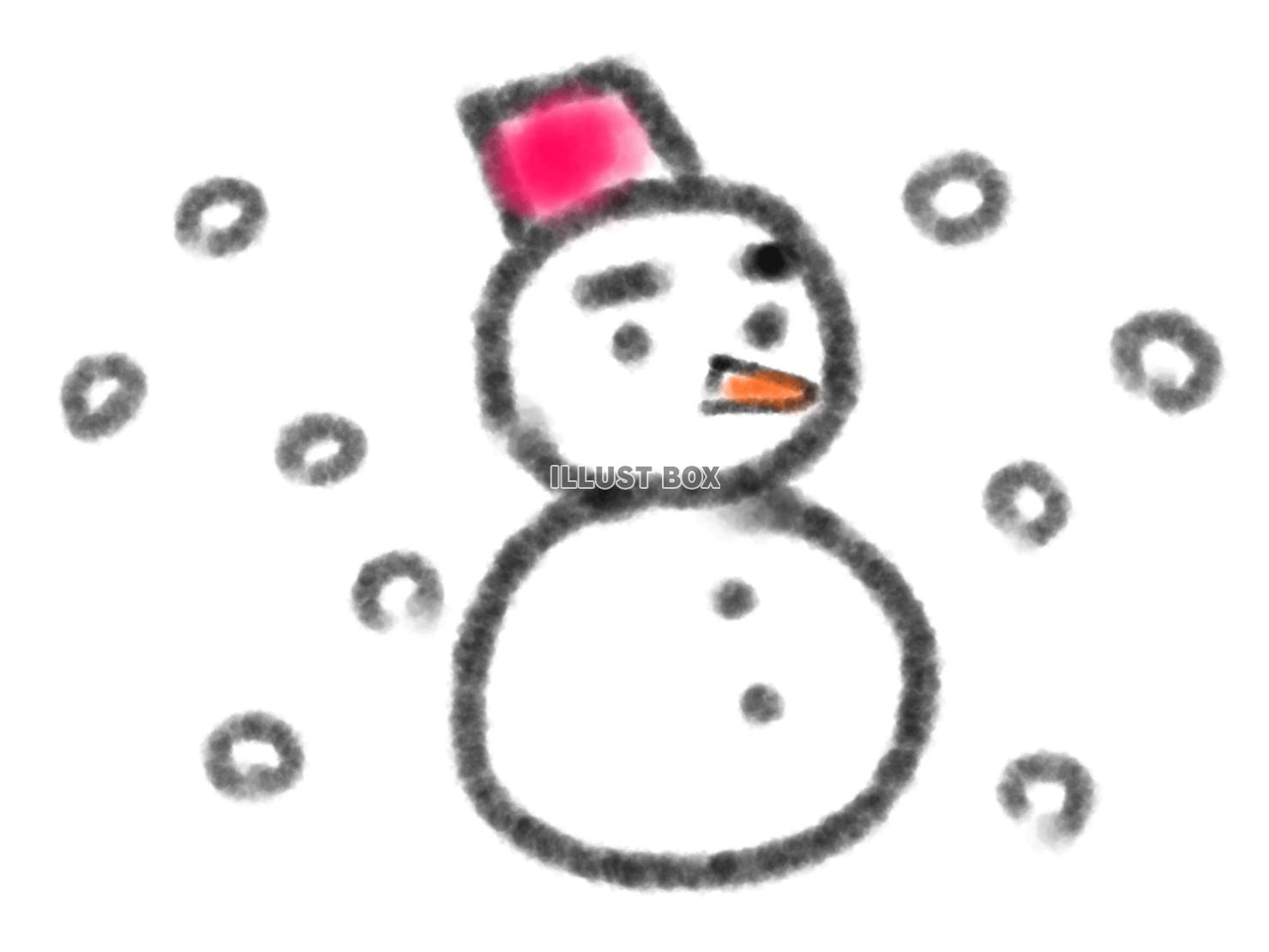 手書きの水墨風雪だるま