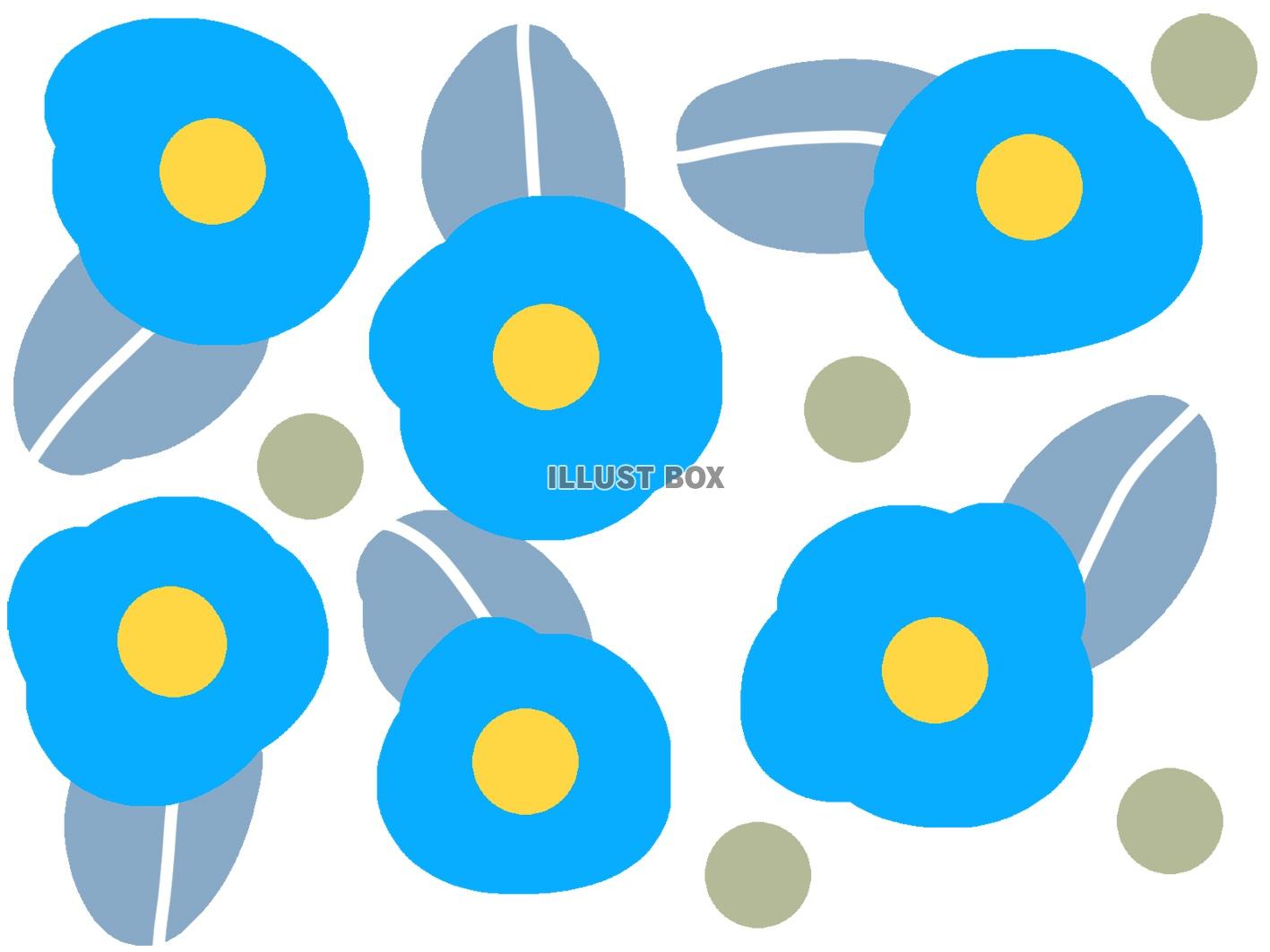 無料イラスト 大きな青い花の模様
