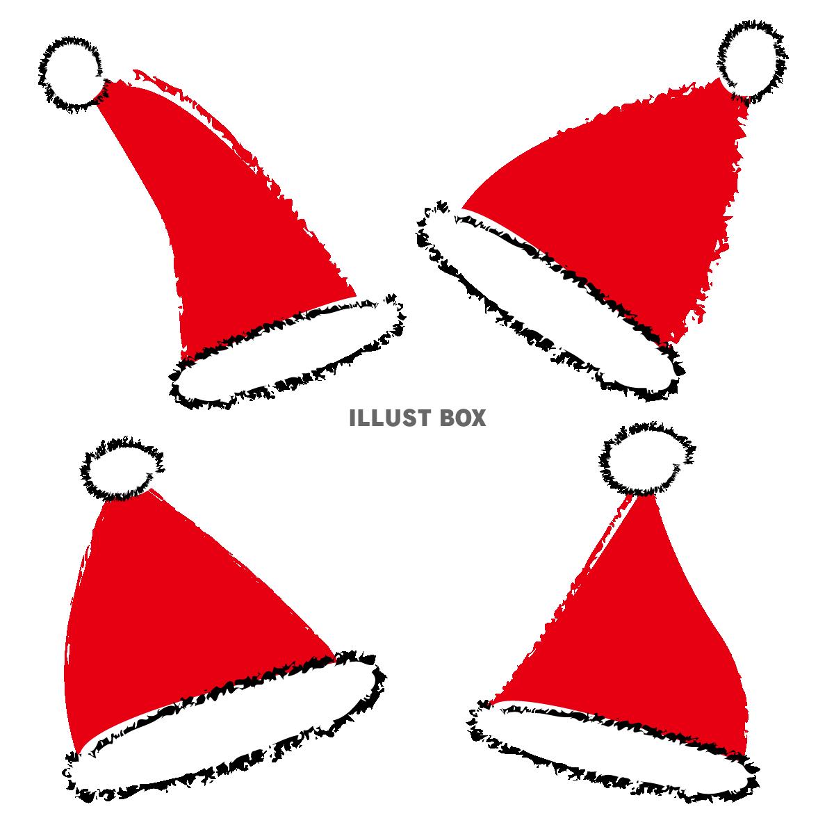 無料イラスト クリスマス サンタの帽子セット