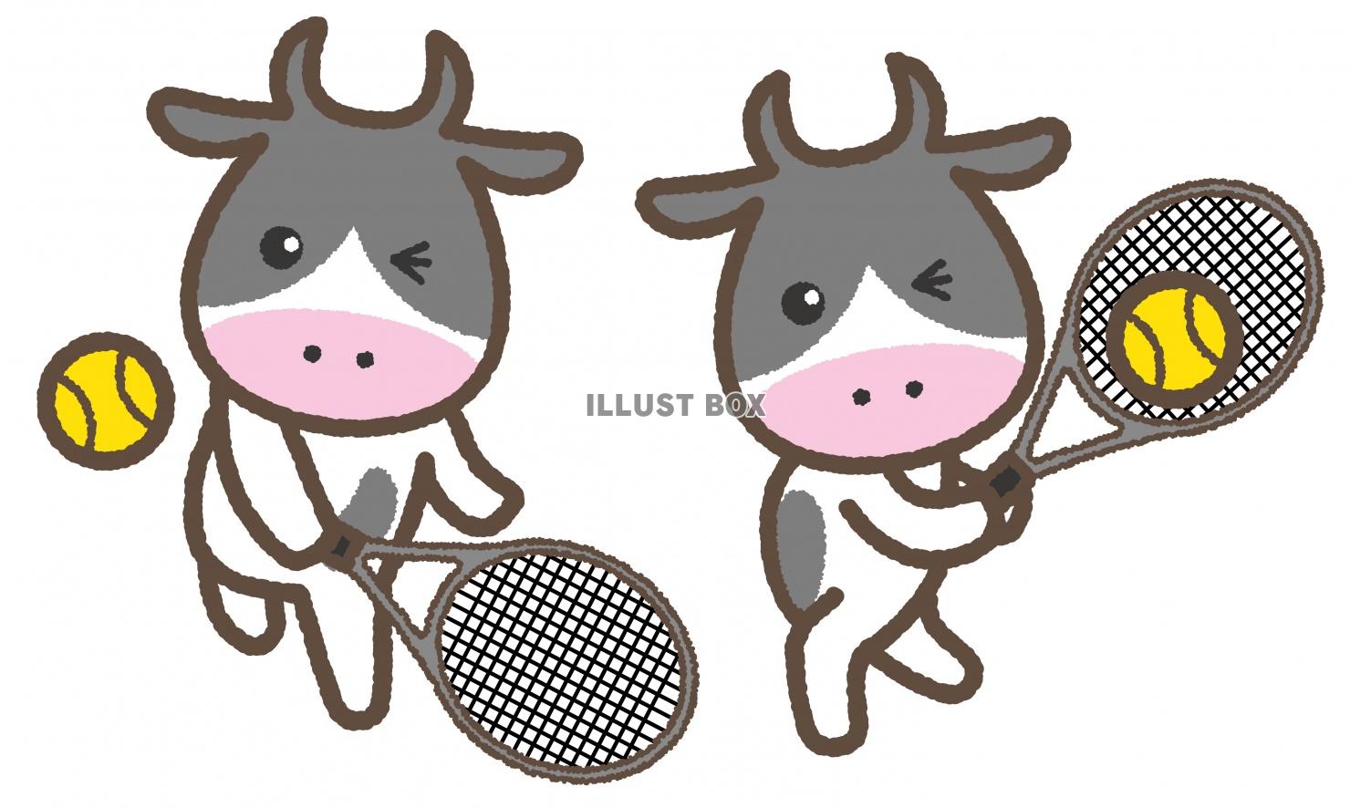 丑12_24（テニスをする牛さんセット）