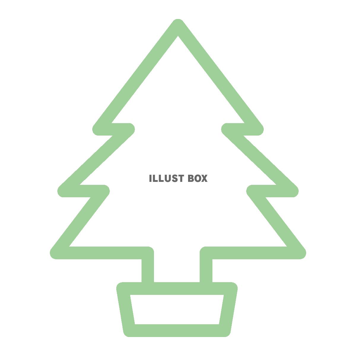 《グリーン》クリスマスツリー　シンプル線画イラスト