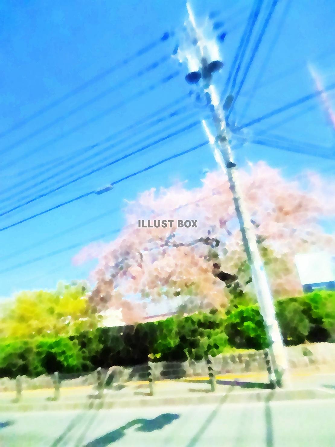イラスト素材「桜がある風景」