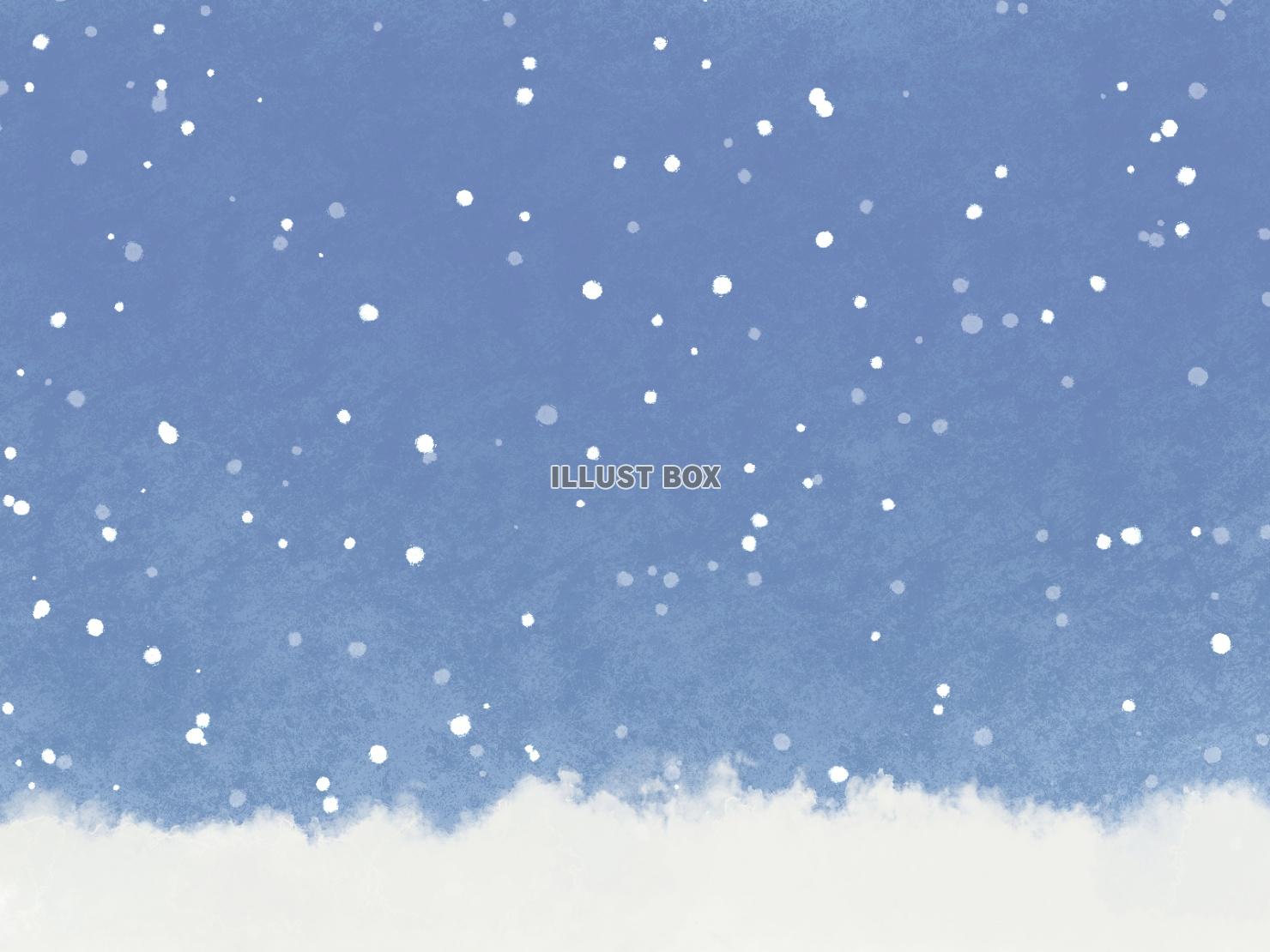 無料イラスト 絵本風の幻想的で可愛い絵本の様な雪が降る風景