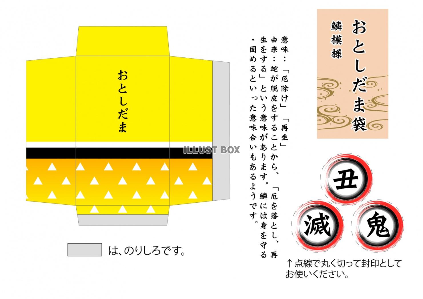 お年玉袋・ポチ袋　鬼滅で有名な伝統模様　我妻善逸の＜鱗＞は「...