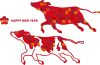 透過PNG丑年年賀状赤牛シンプル干支動物1月新年冬お正月素材令和三年2021年和