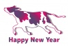 丑年年賀状紫牛シンプル干支動物和サイバーパンク風1月冬新年素材令和三年2021年