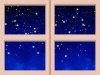 窓の外は絵本風の幻想的でファンタジーの様なキラキラ夜空の背景
