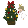 クリスマスツリーを飾り付ける天使