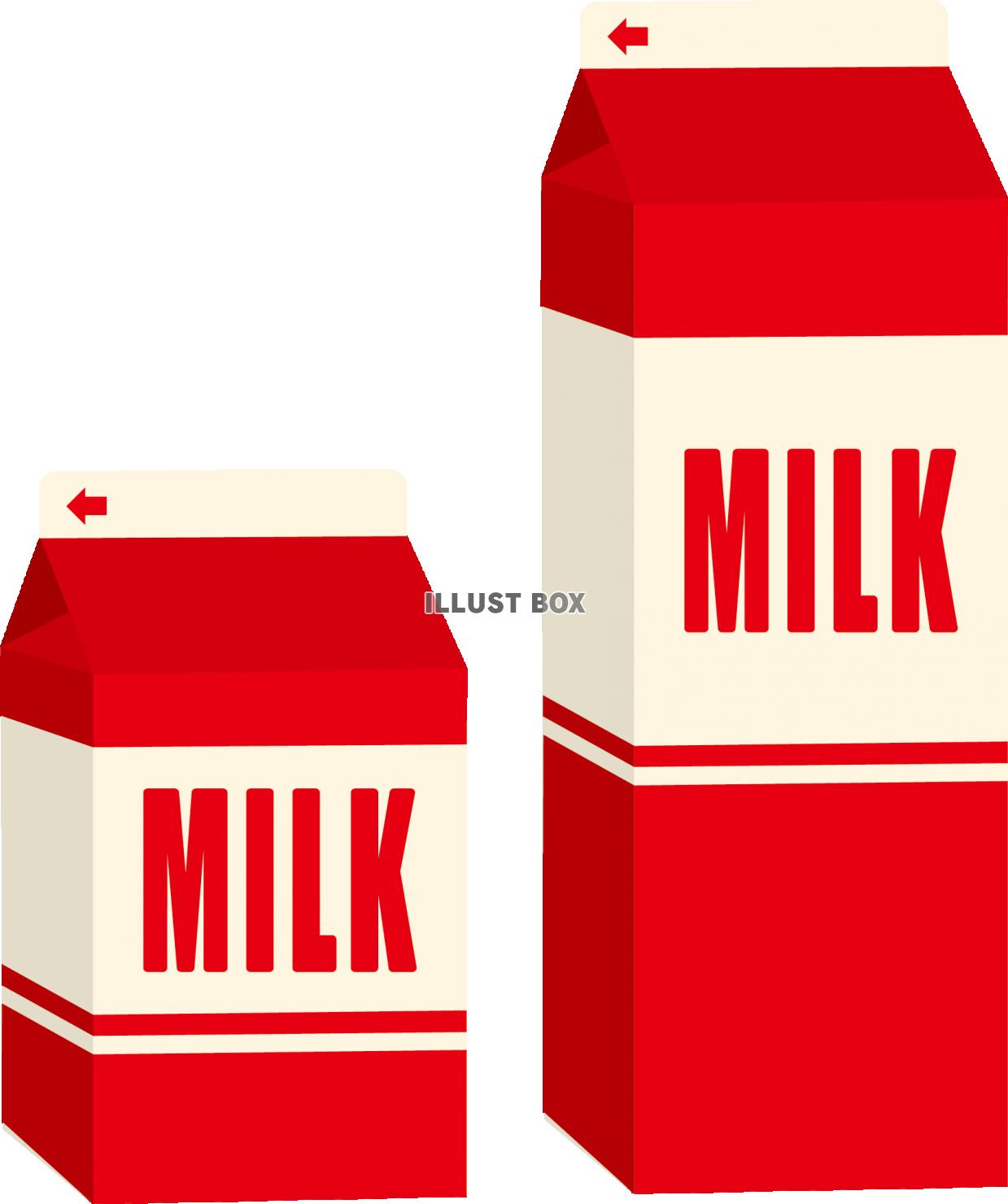 無料イラスト 牛乳パック 赤 1000ml 500ml ミルク Milk