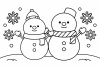 雪だるま（塗り絵・線画）