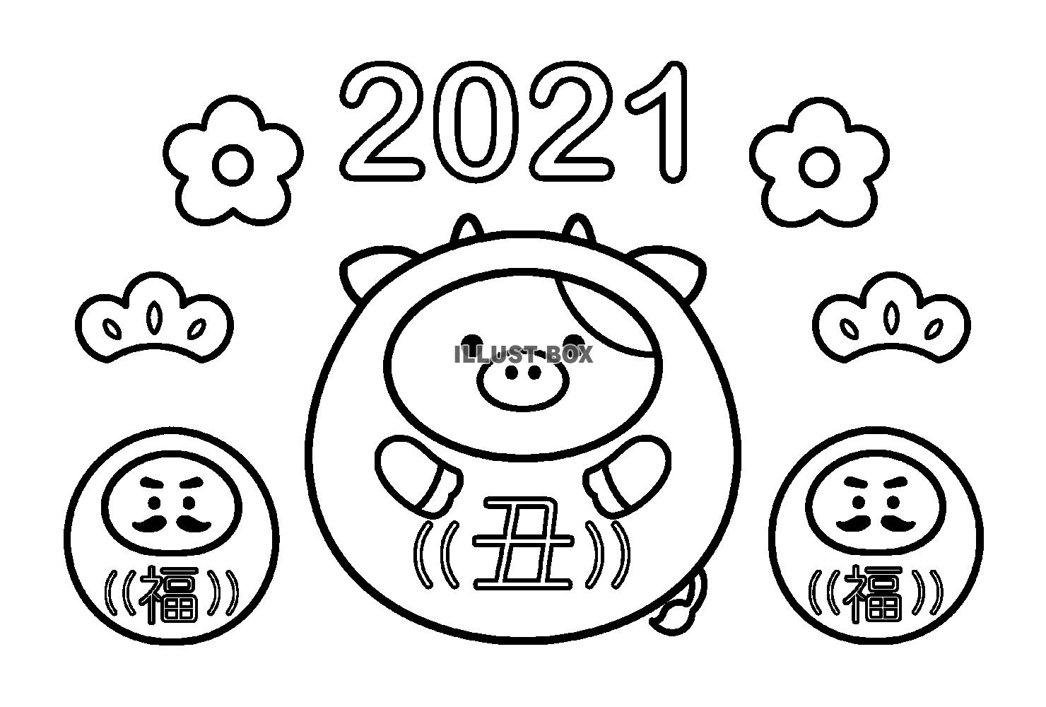 2021年　正月（塗り絵・線画）