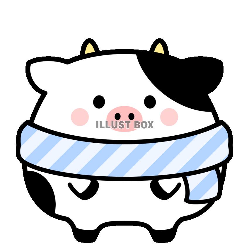 マフラーを付けた牛